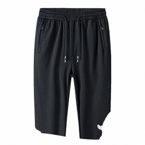 Poches zippées élégantes Taille élastique Résistant au rétrécissement Respirant Couleur pure Pantalon de survêtement décontracté Pantalon de jogging Longueur cheville n73Q #