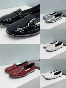stijlvollebox ~y23091801 40 zwart/zilver/grijs/bordeaux/wit platte schoenen lakleer ECHT LEDER loafer met knoopriem casual carrière