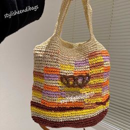 Stylishendibags Bolsas de praia Bolsa de tecido de ráfia Bolsa de ombro feminina Bolsa Asket bordada Bolsa de compras Cesta de vegetais Bolsa de praia Bolsa Asket