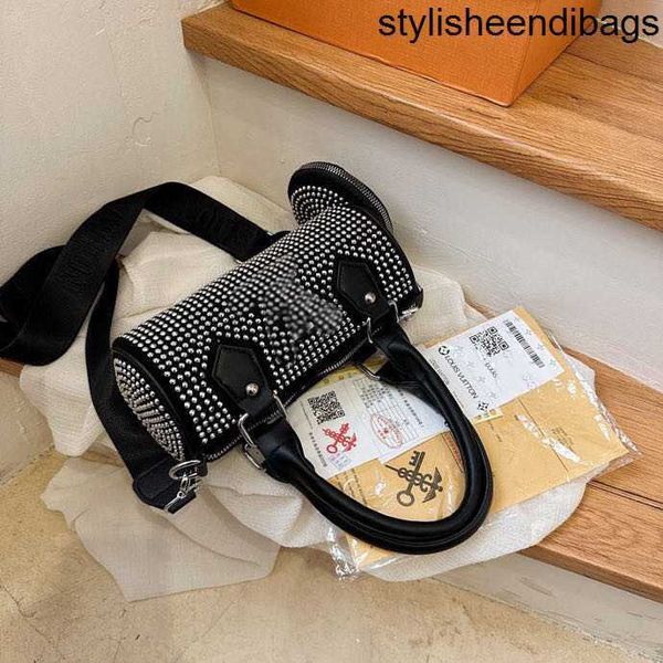 styleeendibags Summer 23SS Bolsas de mensajero New Trend Full Water Diamond Bolso de mujer con cilindro de sentido avanzado Solo hombro Crossbody Mother Bag