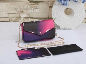 StylisHEdibagSdesigner Handtas Dames Schoudertassen Spring in de stad Shell Bag Handtassen Wallets Gradient Classic Flower Bag Golden Chain Travel Wallet