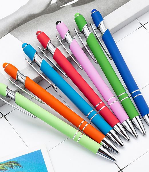 Stylet capacitif tactile stylos en métal presse multicolore stylos à bille mignon papeterie fournitures de bureau scolaire pour ipad iphone