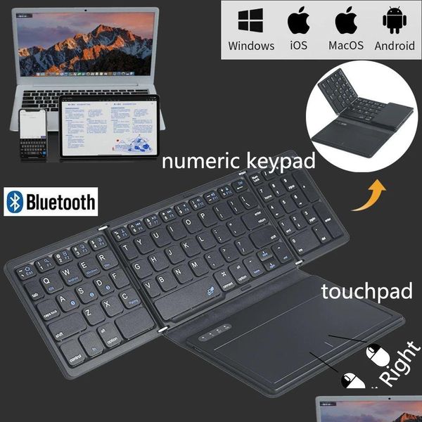 Stylus stylos 2023 clavier Bluetooth portable clavier pliable sans fil sans fil intégré à Toucad pour iOS Android Windows Pad Ta Oti4f
