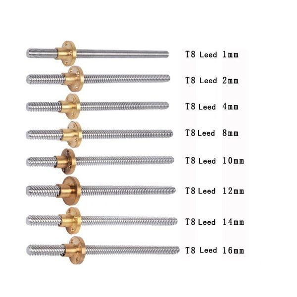 Stylus stylos CNC 3D Imprimante T8 Vis de plomb THSL3008D Filetage de tige trapézoïdale 8 mm 1 mm Longueur 1001000 mm avec calcul d'écrou en laiton Compute OTPTS