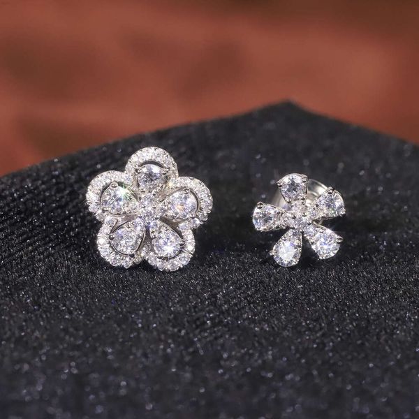Su208 – boucles d'oreilles en or massif, détachables, à deux usages, motifs de fleurs, 9k, 10k, 14k, 18k, en or massif, Vvs, en vrais diamants, Su208