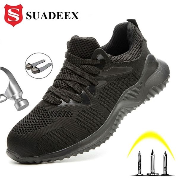 SUADEEX Steel Toe Chaussures de travail anti-écrasement Bottes de construction indestructibles Baskets de sécurité masculines pour hommes Y200915