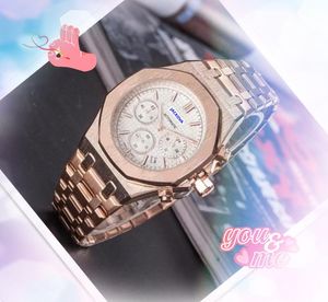 Sous-dialcratique Date automatique Date Homme Chronomètre montres Luxury Mens Diamonds Ring Quartz Mouvement Horloge Hip Hop Iced Out Popular Président Chain Bracelet Watch Gifts
