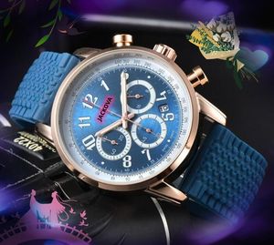 Sous-cadran travail automatique Date hommes chronomètre montres batterie à quartz de luxe super lumière horloge trois yeux populaire affaires décontracté couleur bracelet en caoutchouc grande taille montre