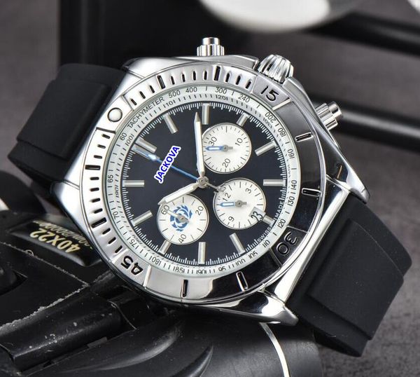 Sous Cadran Travail Automatique Date Hommes Chronomètre Montres De Luxe En Caoutchouc Acier Bracelet En Cuir Mouvement À Quartz Horloge Lumious Super Lumineux Populaire Montre Usine Vente Directe