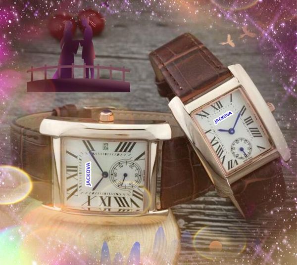 Sous-cadran travail luxe hommes femmes montres carré chiffres romains cadran horloge design mouvement à quartz automatique unisexe super lumineux réservoir-must-design montre cadeaux