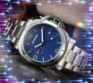 Sous-cadran travail mouvement à quartz montres pour hommes 45mm en acier inoxydable haut de gamme miroir en cristal batterie affaires président Desinger montres-bracelets caractéristique cadeau de Noël