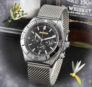 Sous-cadran de travail automatique Date hommes montres chronomètre six broches horloge lumineuse mouvement à quartz horloge en acier inoxydable maille montre-bracelet non mécanique Relogio Masculino