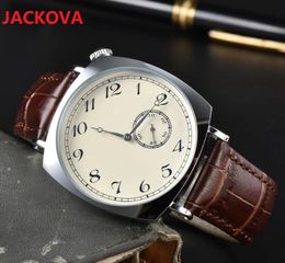 Sub dial de trabajo famosa moda para hombre reloj de tiempo relojes fecha automática un ojo diseño reloj japón movimiento de cuarzo banda de cuero genuino reloj de pulsera regalos