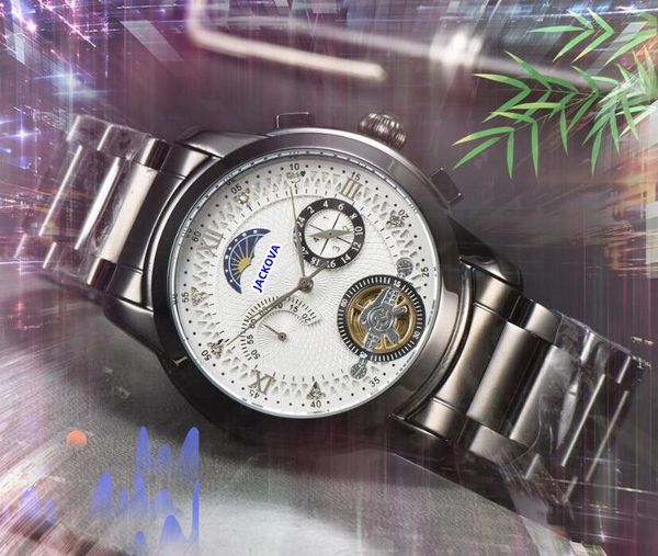 Subesfera de trabajo famosa moda para hombre relojes de tiempo fecha automática sol esfera esquelética cronómetro reloj batería de cuarzo diseño súper volante Generoso día de reloj Regalos
