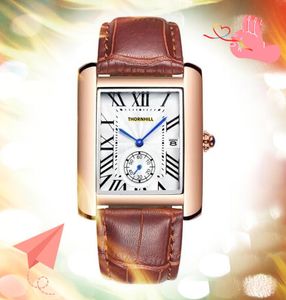 sous-cadran travaillant hommes et femmes réservoir cadran romain montres boîtier carré bracelet en cuir mouvement à quartz affaires décontracté rétro classique dame couple amoureux montre-bracelet cadeaux