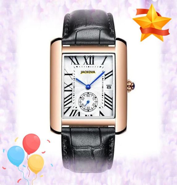 Sous-cadran travaillant hommes et femmes réservoir cadran romain montres boîtier carré bracelet en cuir mouvement à quartz horloge couple présidents mignon garçon fille dame bracelet montre cadeaux