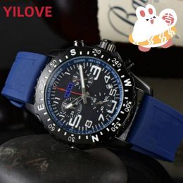 Sub Dials Work Reloj para hombre Caja de acero inoxidable de 42 mm Correa de caucho Reloj Famoso estilo de diseñador clásico Moda de lujo Impermeable Capa luminosa Relojes de pulsera