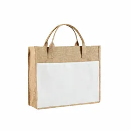 Sublimati Blank Shop Sac Réutilisable Naturel N Tissé Toile Cott Jute Toile De Jute Fourre-Tout Sac À Main Pour L'impression Par Transfert Thermique W6t2 #