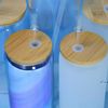 Les bouteilles d'eau de sublimation de stock américain 16 oz de verre peuvent avec bambou couvercle réutilisable paille de paille
