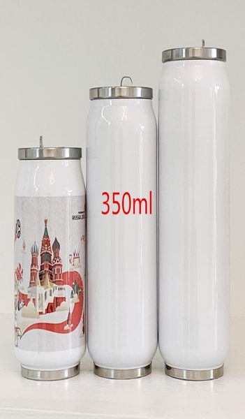 Sublimation 12oz cola cand biberon à double paroi en acier inoxydable cibler isolé vide avec couvercle en blanc pour diy5805258