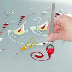 Sublimación 1 Unids Chef Lápiz Salsa Pintura Cuchara Acero Inoxidable Cocina Restaurante Comida Occidental Hornear Postre Decoración Arte Dibujar Cucharas