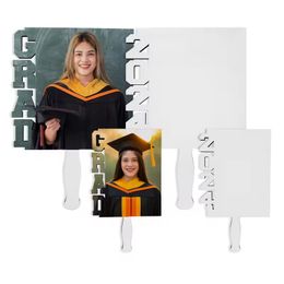 Sublimation 2024 Graduation Paddle ventilateur de graduation photo Graduate Photo Blanks DIY MDF Wood Board Transfert de chaleur Single Side Imprimé photo Frames Class Party Memorial Decor