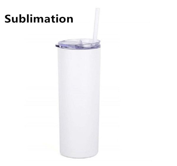 Sublimación 20OZ Skinny Tumbler Transferencia de transferencia de calor Copa de impresión de acero inoxidable Taza de café doble para beber Flas8852973