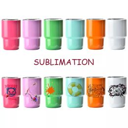 Sublimation 2 oz 3 oz Mini Shot Verres à vin Tumbler Tasse à bière en acier inoxydable avec paille et couvercle FY5618