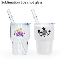 Sublimatie 3oz wijntuimelaars Clear Frosted Colors Liqueur Shot Glass met plastic deksel 60 stcs/c A0139