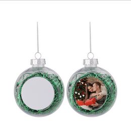 Sublimation 4 couleurs Pendentifs Transfert de chaleur thermique Patch Blnak de Noël Ornement transparent Floc Boule de Noël en plastique transparent Pendentif DIY Fret maritime A0013