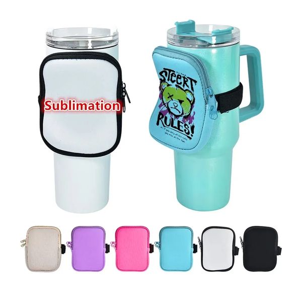 Sublimation 40OZ Ice Fighter Cup Housse de tasse à eau Simple et à la mode Housse de tasse antidérapante Zero Wallet Housse de bouteille portable Petit sac ID Sac Clé Sac