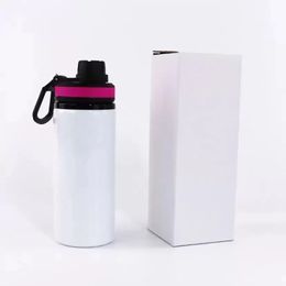 Sublimatie Aluminium sportwaterfles 20 oz 600 ml enkele muur aluminium drinktuimelaar met dekselmatale buitenflessen 5 kleuren mixen snel