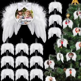 Sublimatie engelenvleugel ornamenten kerstversieringen MDF dubbelzijdige kerstboom hangende tag