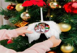 Sublimatie Angel Wing ornamenten MDF Party Supplies Double Side Christmas Decorations Christmas Tree Hanging Tag7868301