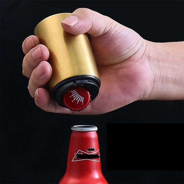 Sublimation Ouvre-bouteille de bière automatique Aimant Ouvre-bières Acier inoxydable Push Down Openeres Wine Beeres Soda Cap Opener Accessoires de cuisine