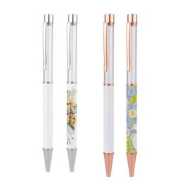 Stylos à bille à Sublimation, transfert de chaleur vierge, matériau en alliage de Zinc blanc, stylo personnalisé, fournitures scolaires et de bureau