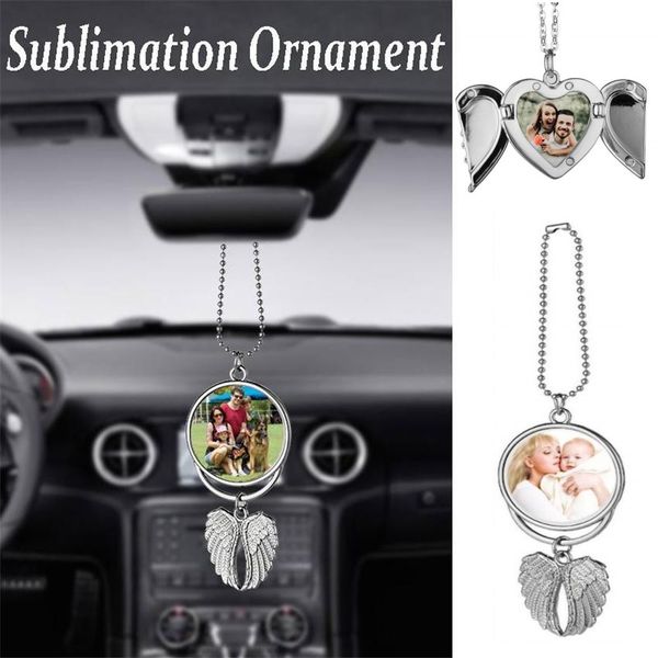 DHL Sublimation Big Wings Colliers Pendentifs Décorations Blancs Pendentif De Voiture Ange Aile Rétroviseur Décoration Suspendus Charme Ornements GC0825