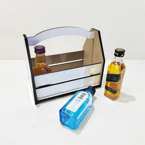 Cesta en blanco de sublimación, soporte para bebidas de MDF, contenedores de almacenamiento de vino y whisky o cesta de aperitivos para placa de madera Diy