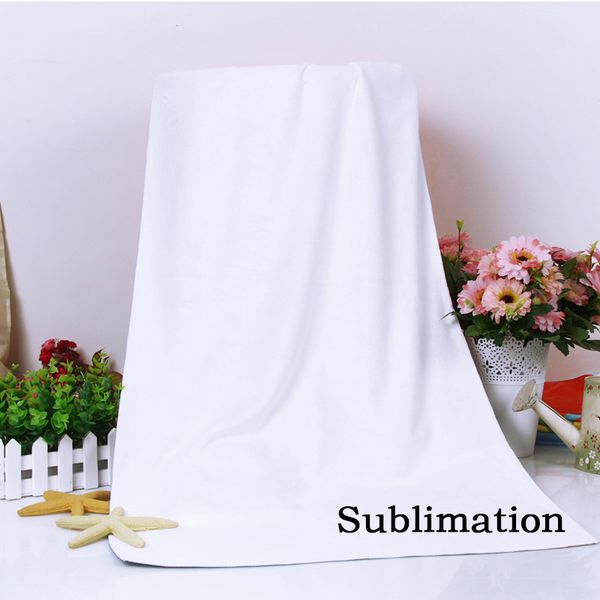 Sublimation serviette de plage vierge 70*150 cm Polyester blanc serviettes bricolage personnalisé voyage piscine maison salle de bain fournitures