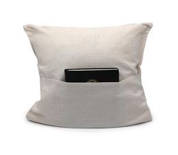 Sublimation livre blanc poche taie d'oreiller couleur unie bricolage Polyester lin canapé chaise coussin couvre décor à la maison 4040cm3652830
