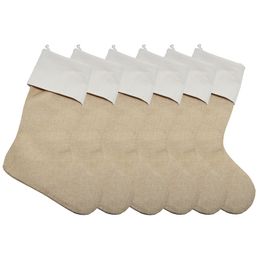 Sublimatie blanco jurlap kousen Xmas open haard hangende kous spaties sokken voor kerstdecoratie diy ambacht