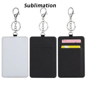 Personalized PU Leather Sublimation Card Holder with Key Chain for Heat Transfer Printing