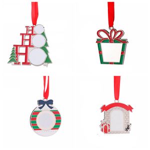 Accessoires de Noël vierges par sublimation Décoration mentale blanche Transfert de chaleur Pendentif Père Noël DIY Ornements d'arbre de Noël Cadeaux LYX123