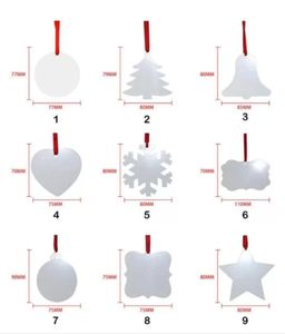 Sublimation Blank Ornement de Noël Double face Arbre de Noël Pendentif Multi Forme Plaque d'aluminium Métal Suspendu Étiquette Vacances Décoration Artisanat DHL Ship FY4942 b1022