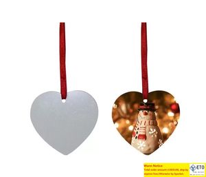 Sublimation Blanc Ornement De Noël Double Face Arbre De Noël Pendentif Multi Forme En Aluminium Plaque En Métal Suspendu Tag Vacances spin