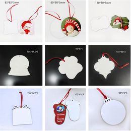 Adornos navideños por sublimación, colgante en blanco blanco, doble cara, decoración navideña sublimada, decoraciones para festivales DIY A02