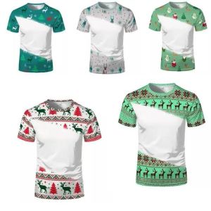 Sublimatie Blank Kerst Tie-Gestorven T-shirt 100% Polyester Bleekmiddel Unisex Volwassenen Kinderen Korte Mouw Familie Outfit Kleding Groothandel