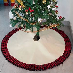 Falda de árbol de Navidad en blanco para sublimación, faldas de impresión de transferencia térmica de lino de doble capa, 3 colores, decoraciones navideñas01