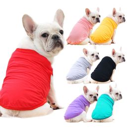 Sublimatie blanco doe-het-zelf hondenkleding Katoenen hondenkleding Wit vest Blanks Huisdierenshirts Effen kleur T-shirt voor kleine honden Kat Rood Blauw Geel