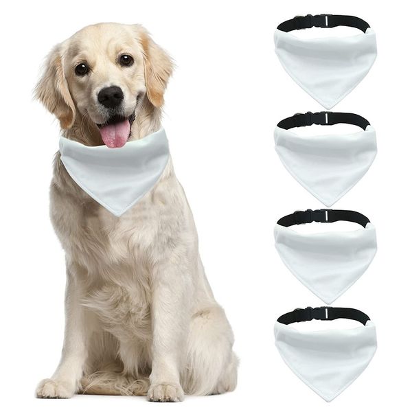 Collar de bufanda para perro en blanco con sublimación, pañuelo triangular blanco para mascotas con hebilla ajustable para perros y gatos